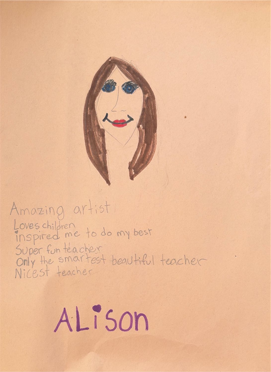 A note written for Ally by Alison